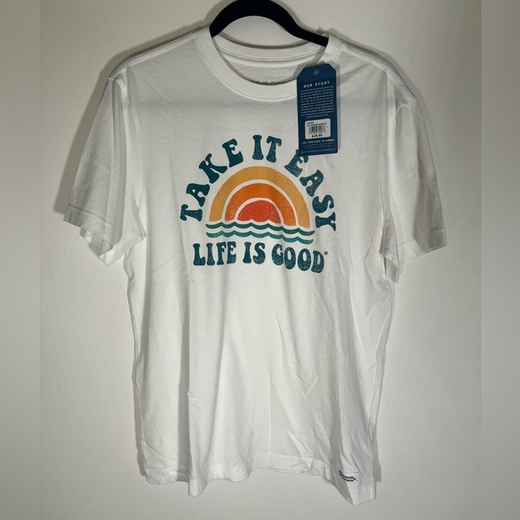 NWT Life is Good sunshine rainbow beach white crewneck crusher tee sz S - Picture 1 of 10